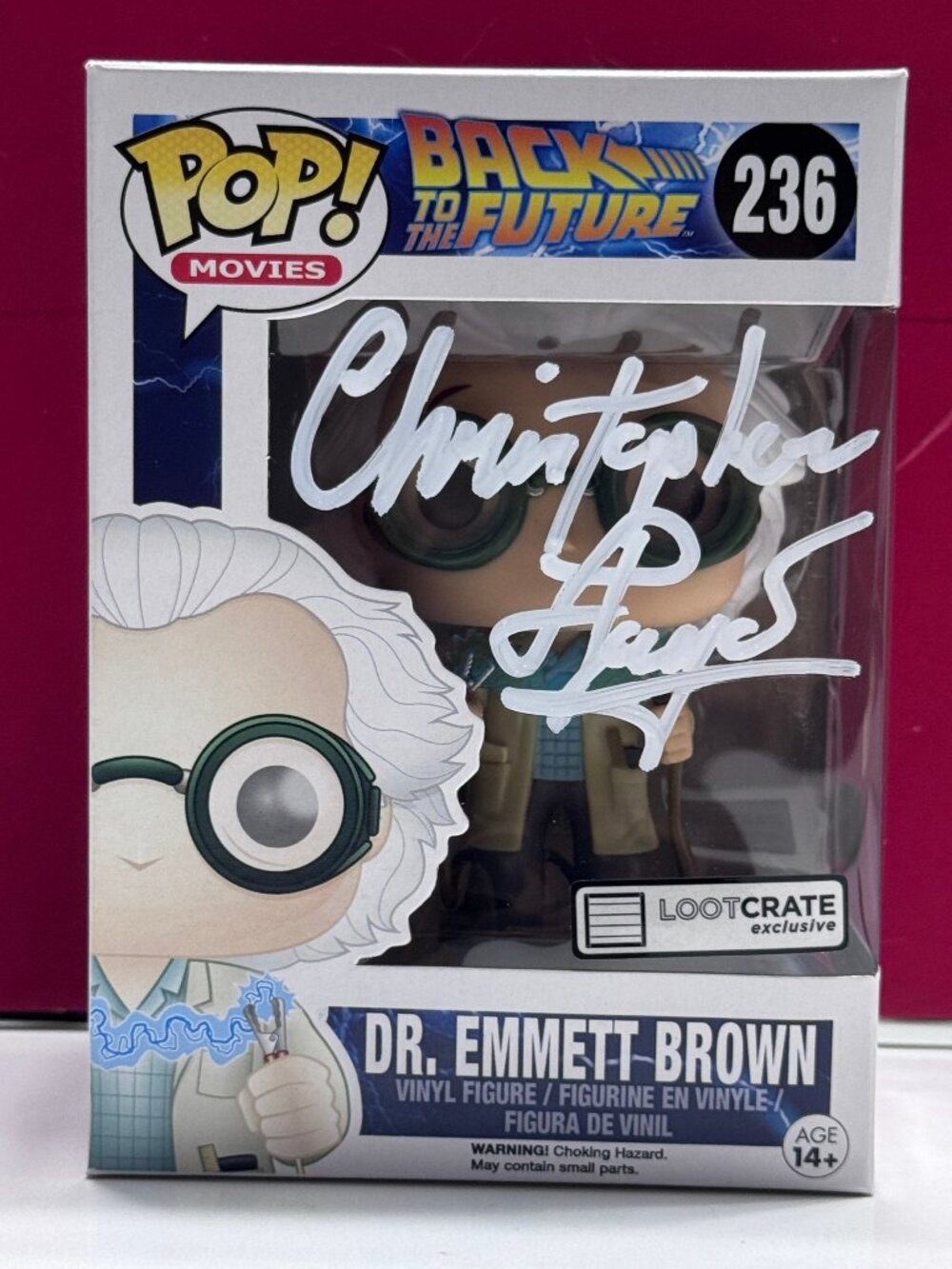 FUNKO POP Back Future DR EMMETT #236 Signed by Christopher Lloyd COA AUTHENTIC